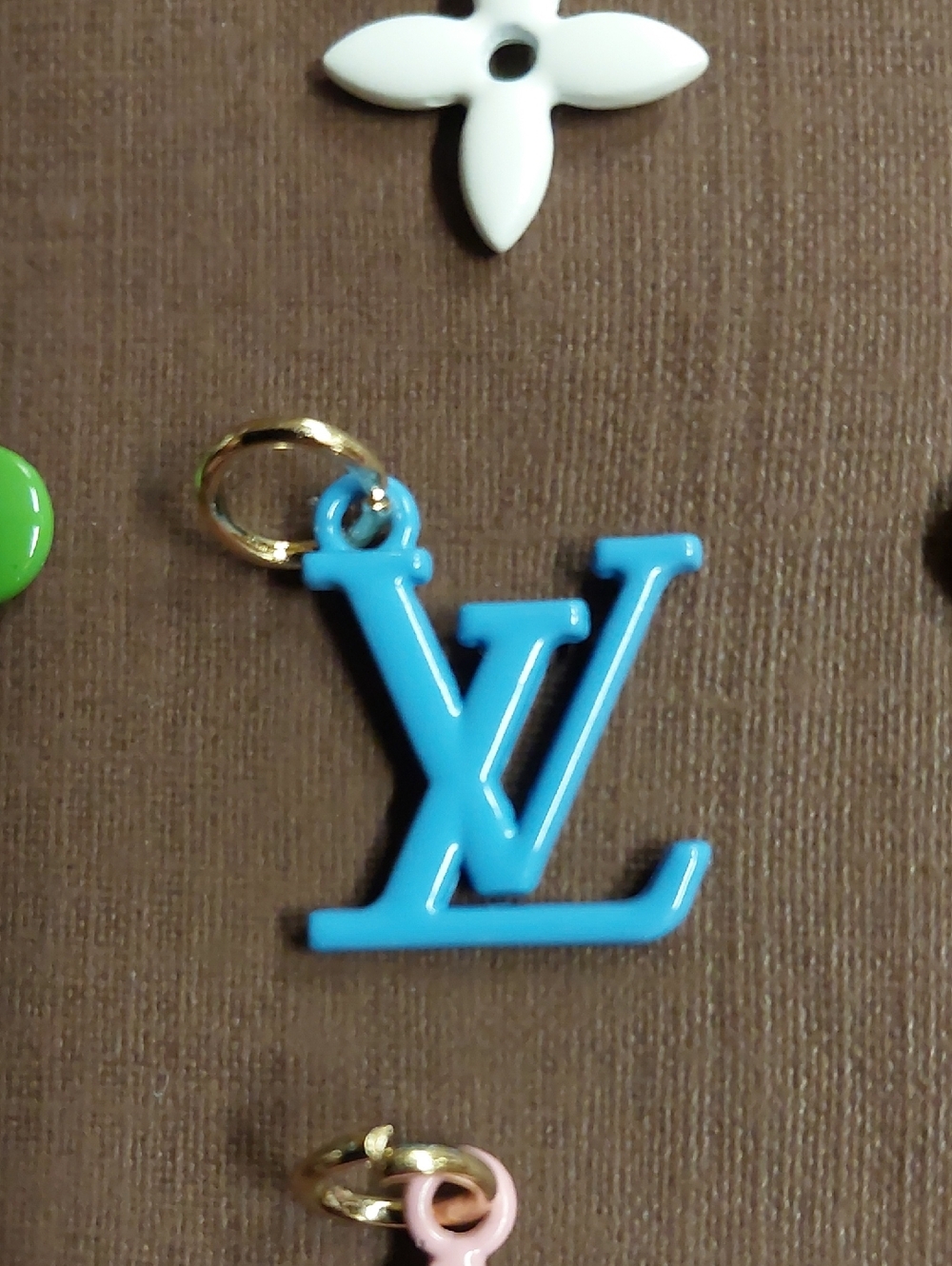 LV Turquoise Initial Charm Pendant SET - Picture 2 of 2